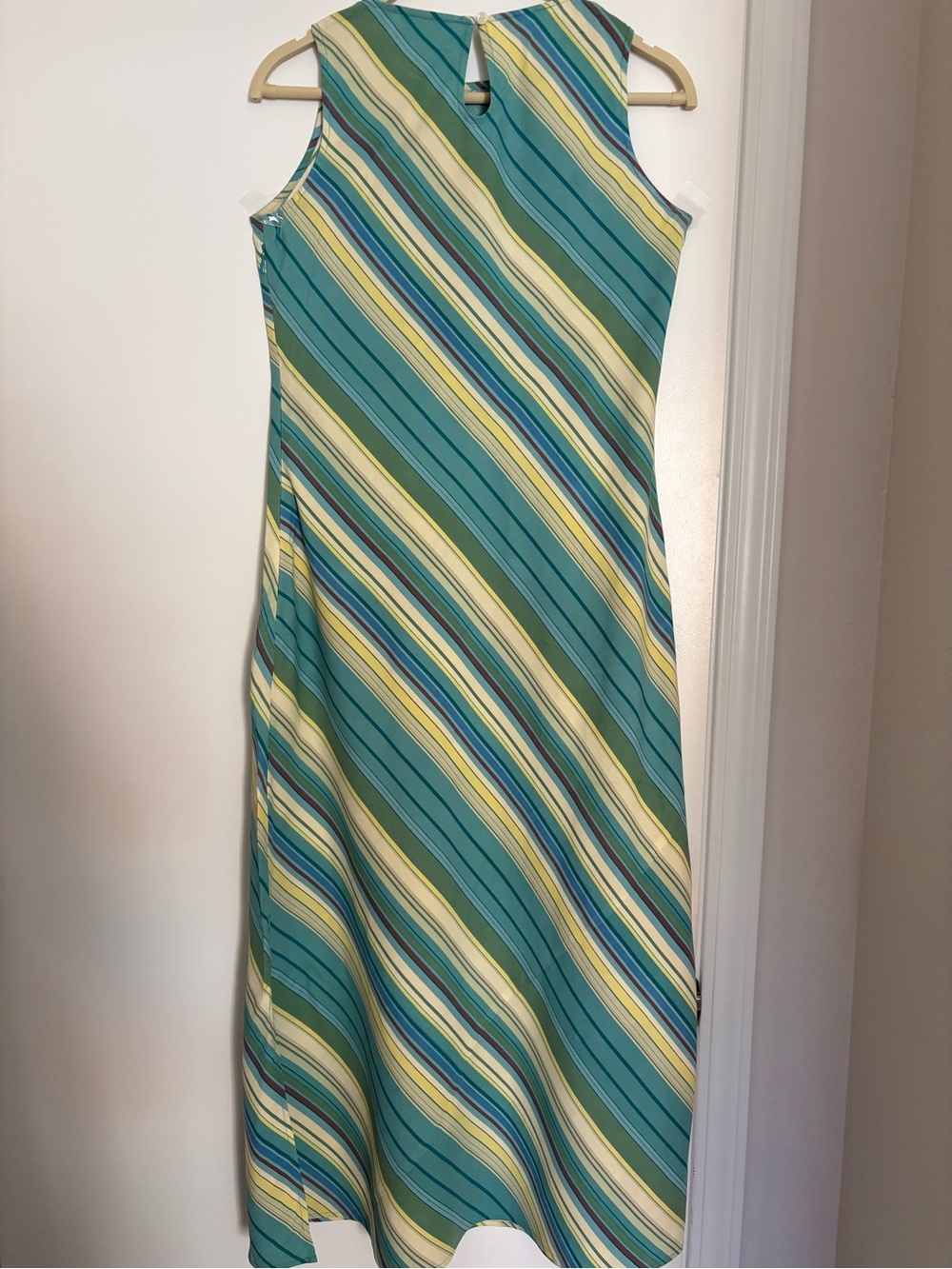 Liz Claiborne Silk Teal and Yellow Striped Maxi Dress - Picture 5 of 13